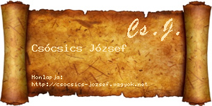 Csócsics József névjegykártya